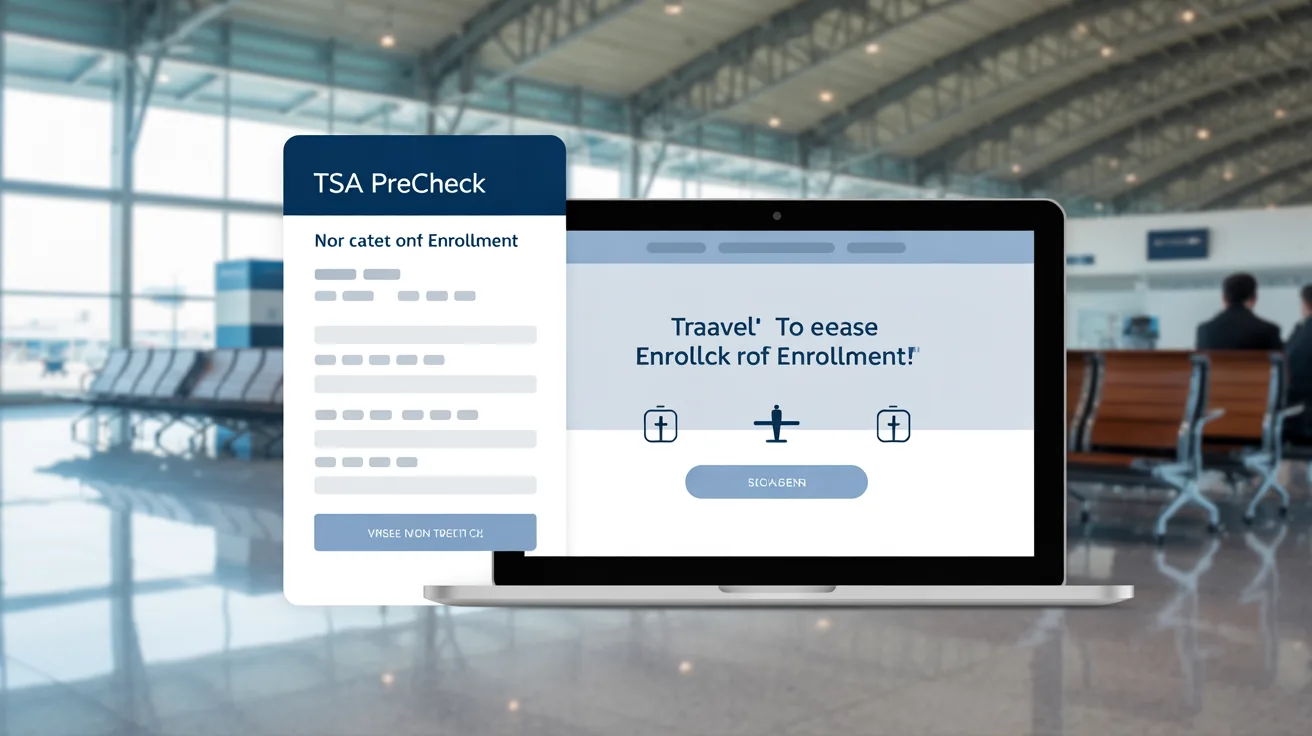 TSA PreCheck enrollment form and laptop illustrating trusted traveller program