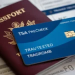 TSA PreCheck card and passport highlighting airport security faster benefits