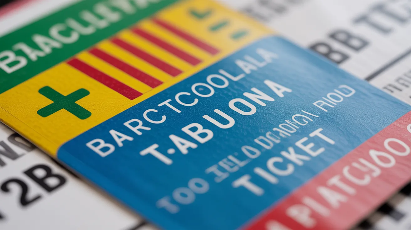 Close-up of a T-Casual transport ticket for Barcelona