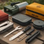 A collection of the best camping tools including a multitool and water filtration system