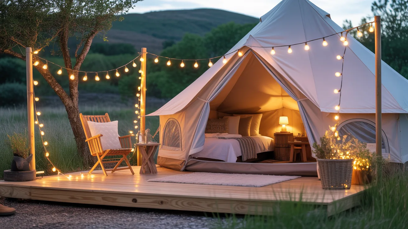 Charming glamping setup in a picturesque outdoor setting
