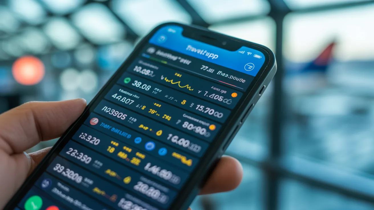 Macro shot of a smartphone showing real-time flight information