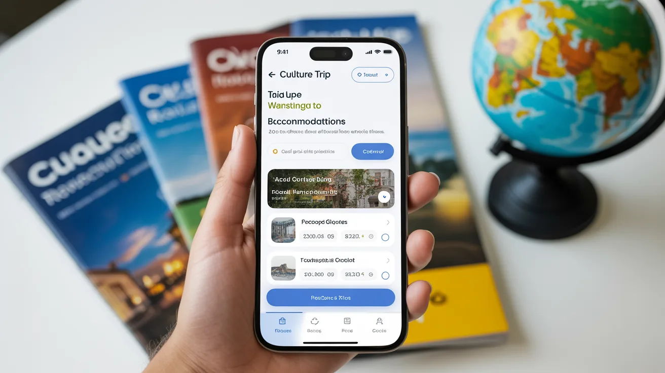 Close-up of the Culture Trip app interface on a smartphone