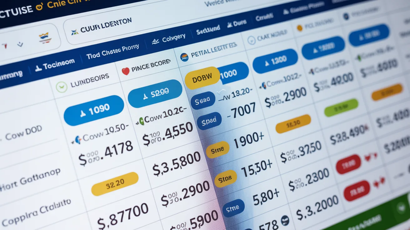 Price comparison chart showcasing transparent pricing for cruise bookings