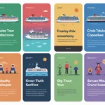 Infographic comparing top cruise tour websites highlighting unique features