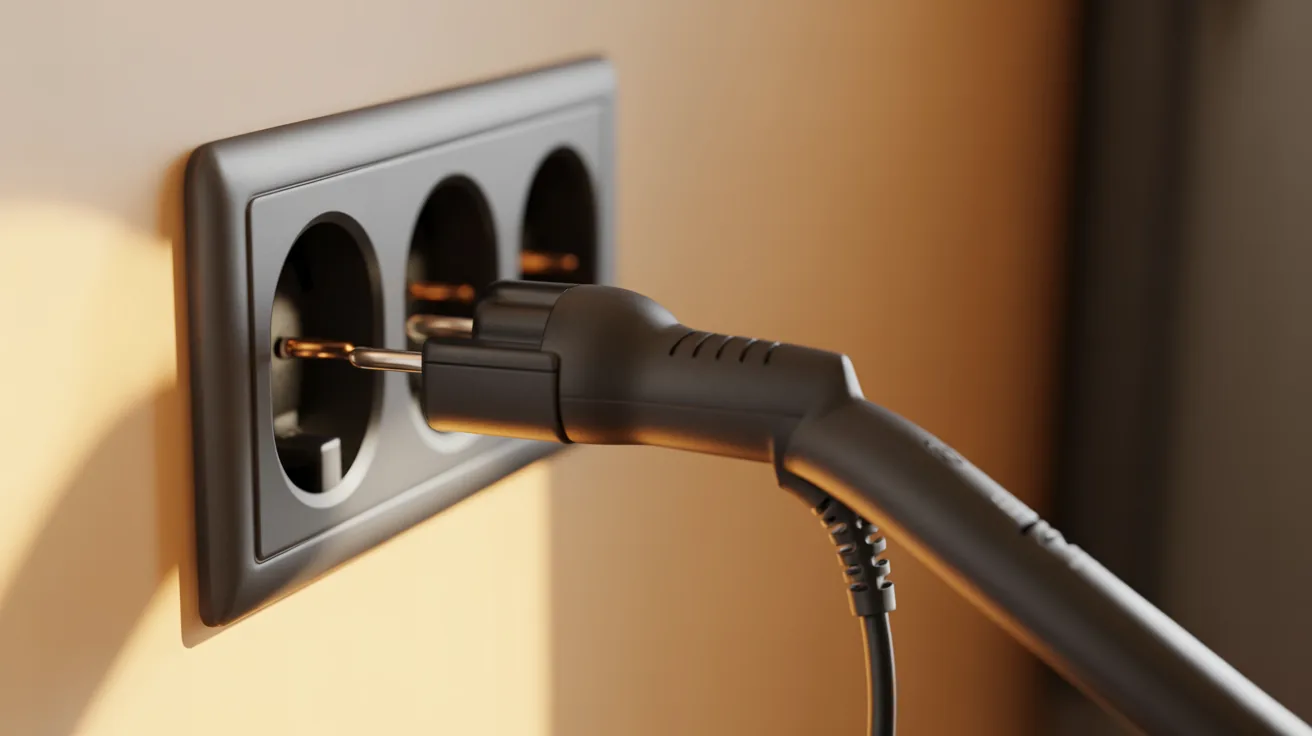 Corded curling iron plugged in, demonstrating its travel convenience
