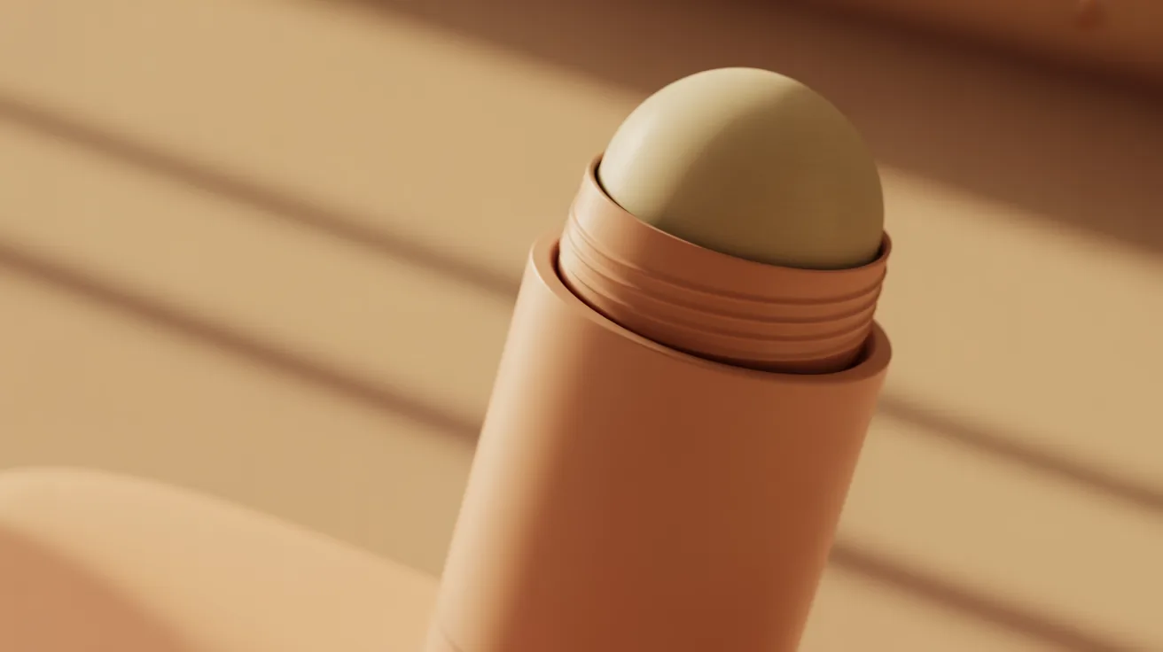 Close-up of a solid deodorant stick emphasizing its smooth texture