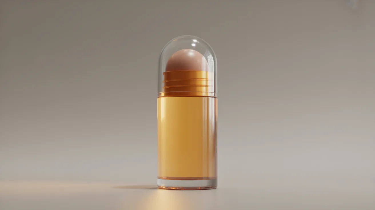 Roll-on deodorant bottle showcasing the ball applicator and liquid