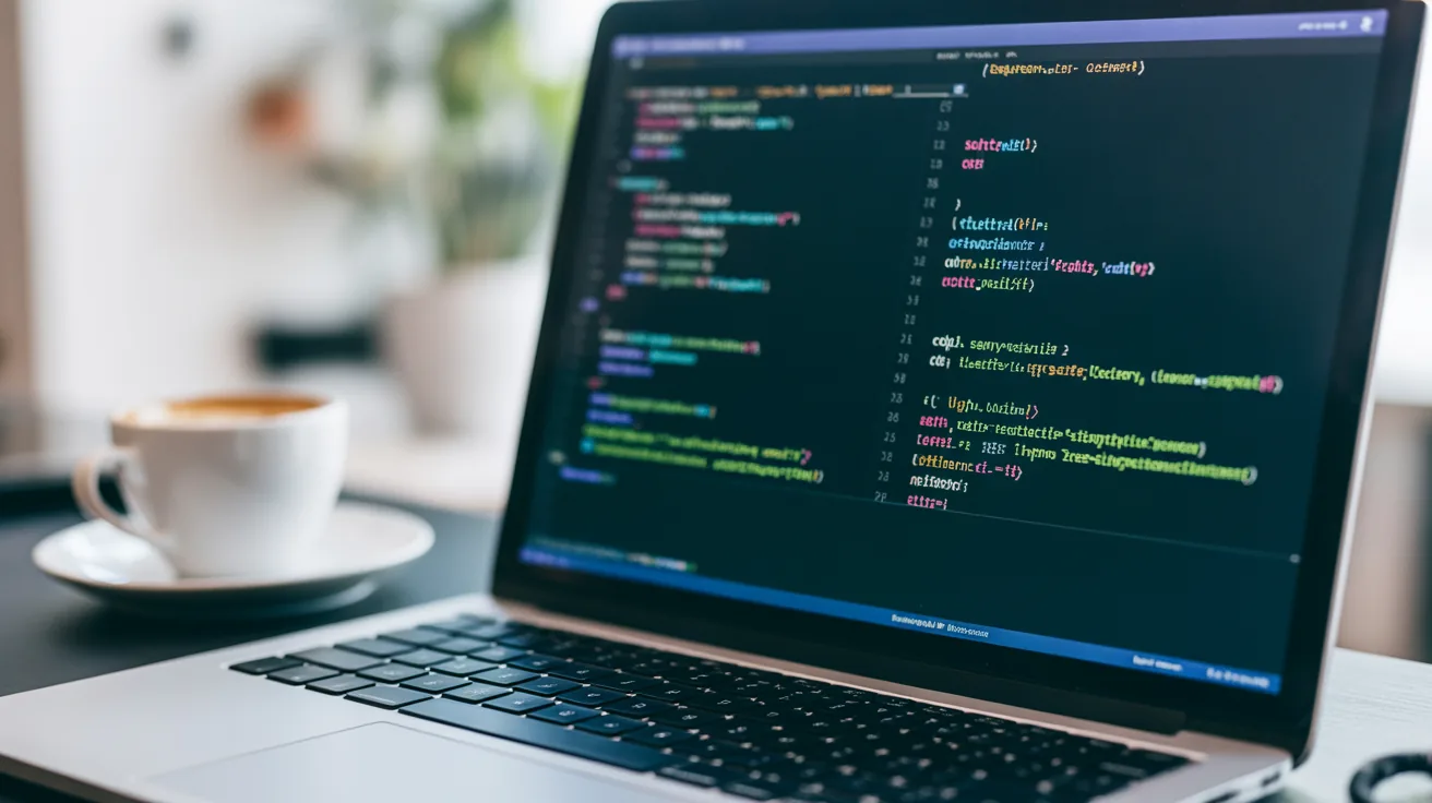 Laptop screen with code for a software developer's workspace