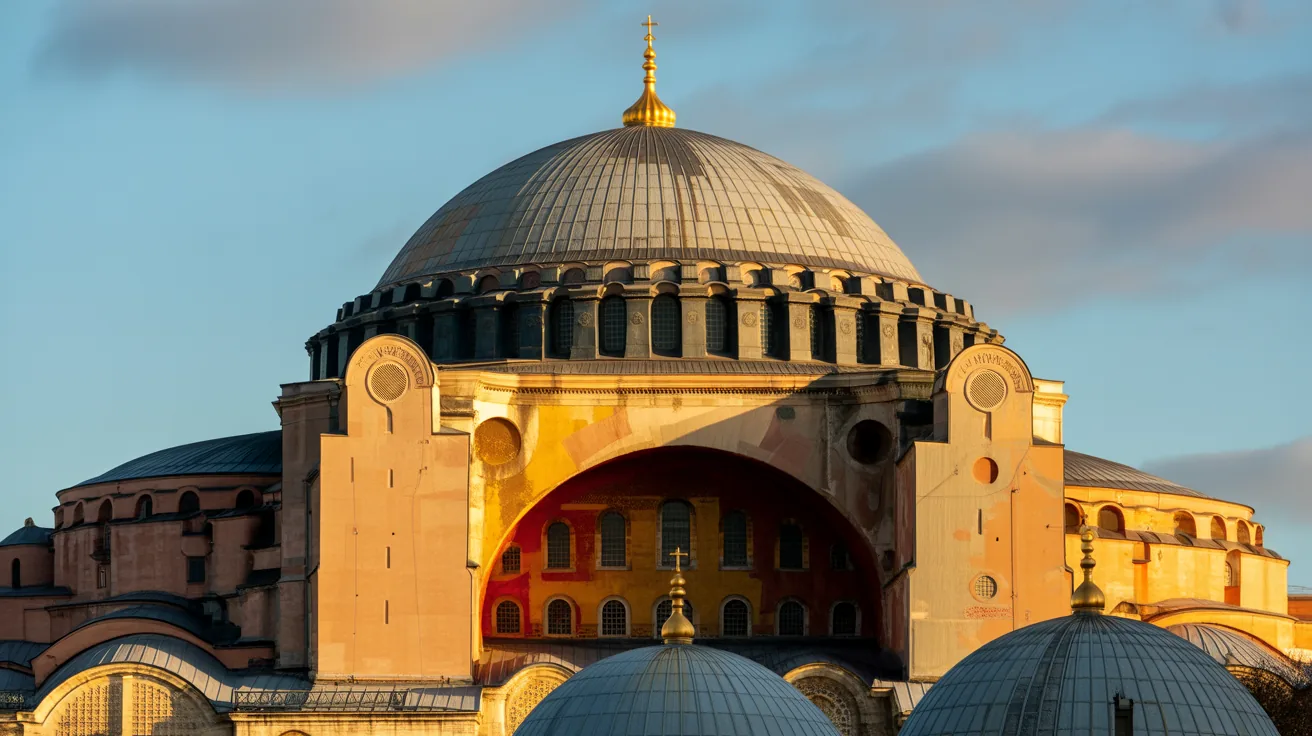 Hagia Sophia's majestic dome and intricate architecture in Istanbul