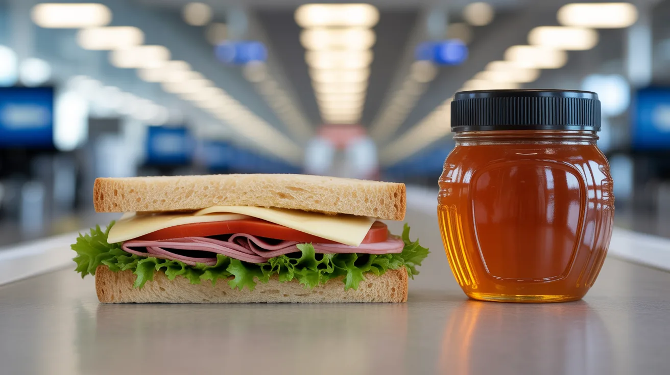 Comparison of a sandwich and jar of honey for airport security screening