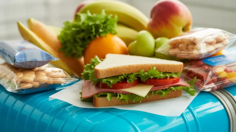 Assorted food items ready for an international flight, highlighting travel-friendly options
