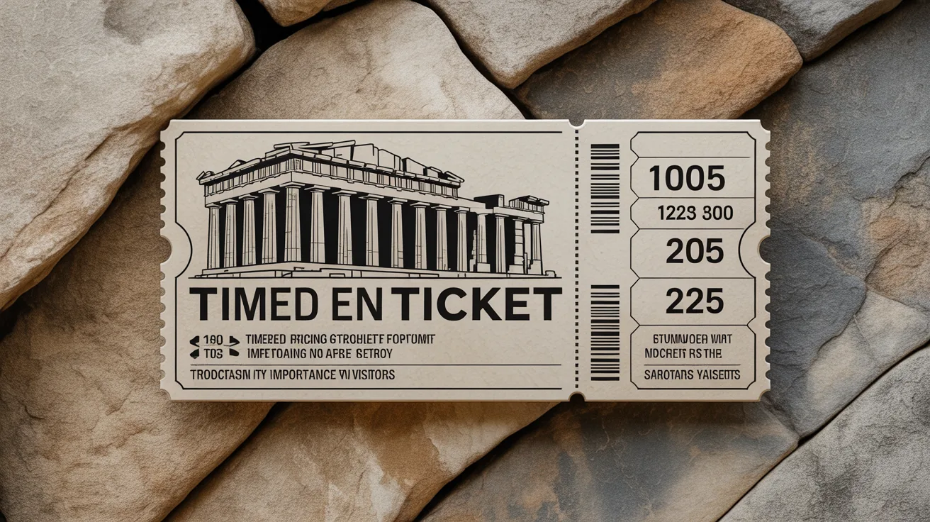 Close-up of a timed entry ticket for the Acropolis in Athens.