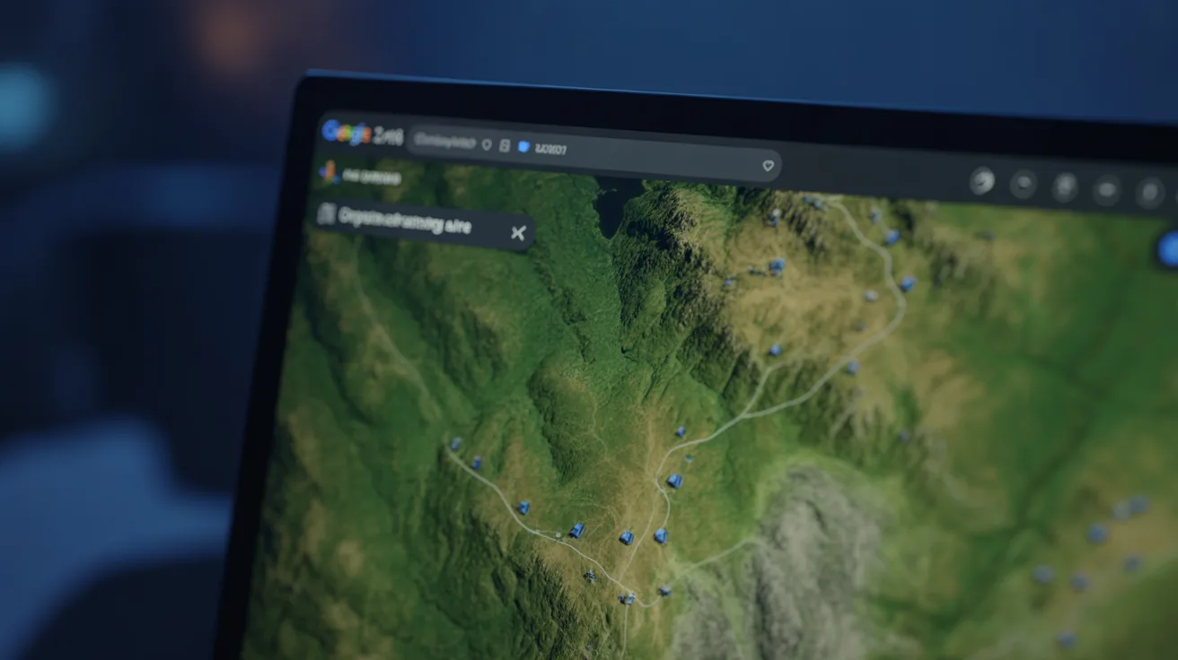 A digital screen showing Google Earth for exploring camping locations