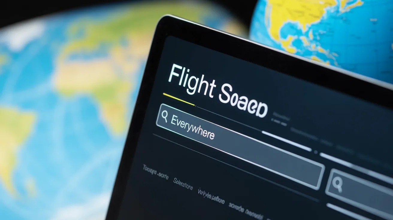 Computer screen showing flight search engine for cheapest flights