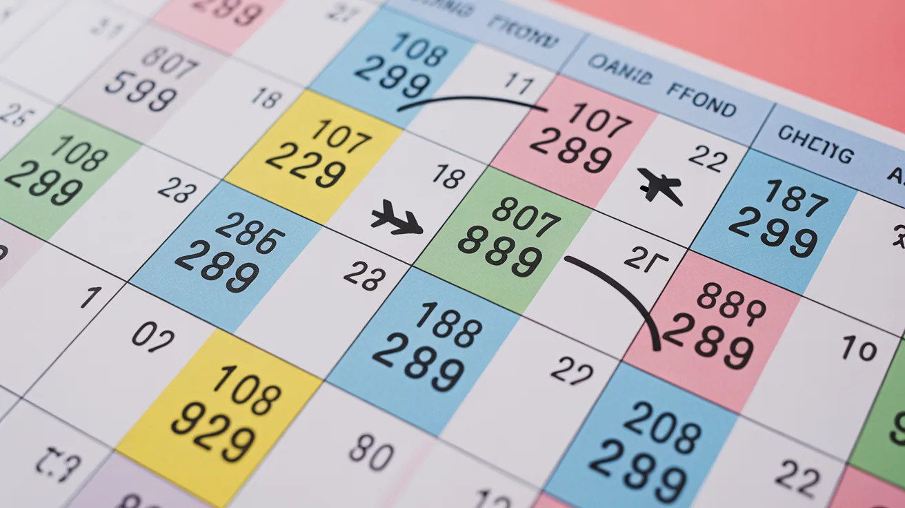 A calendar showcasing flexible travel dates for flight savings.