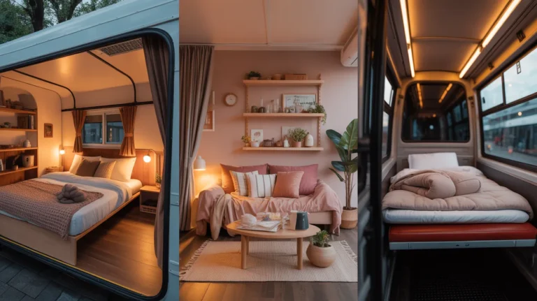 Diverse budget housing options for travelers including hostels, Airbnbs, and buses.