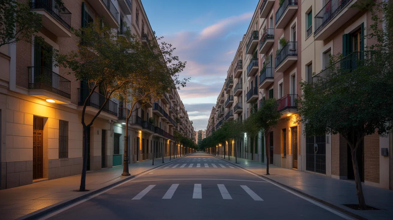 A peaceful street in Barcelona's Gracia neighborhood emphasizing safety for tourists