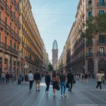 A lively Barcelona street scene highlighting safety and local culture for tourists