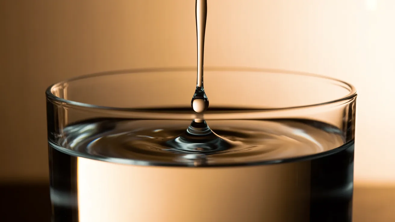Close-up of a water droplet on a glass highlighting mineral content