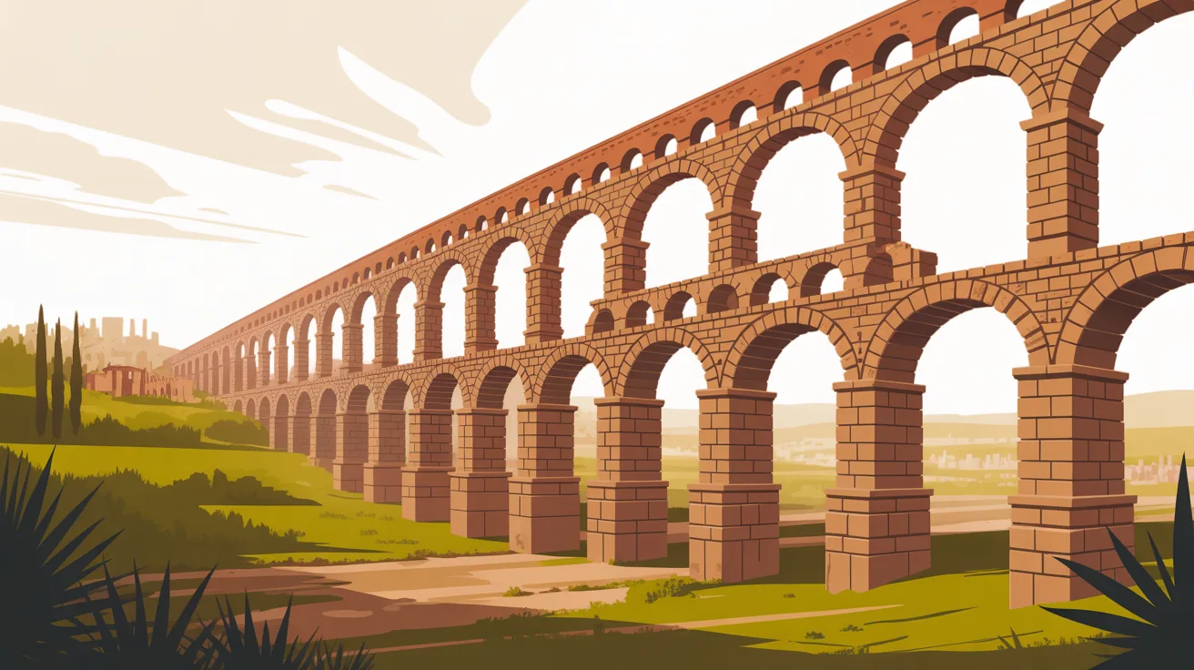 Illustration of a Roman aqueduct transporting water into the city