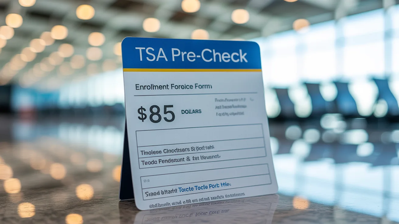 TSA PreCheck enrollment form showcasing the cost of the program