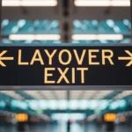 Airport layover sign highlighting the option to leave during layover