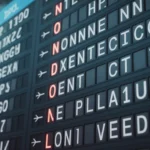 Airport departure board showing connecting flight information and delays related to missed connections