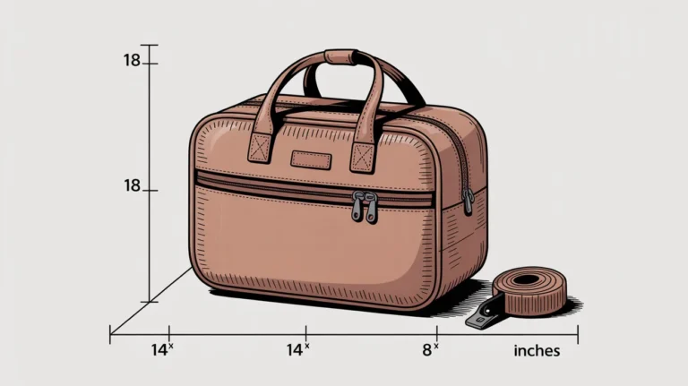 Stylish personal item bag with dimensions for airline travel