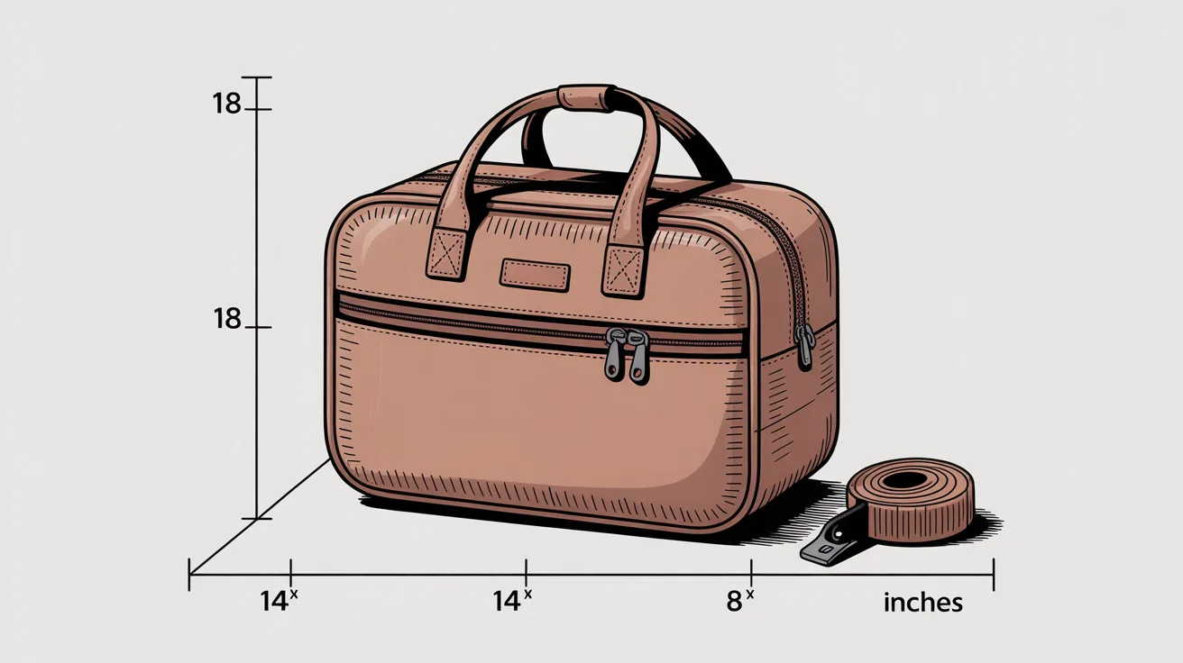 Stylish personal item bag with dimensions for airline travel