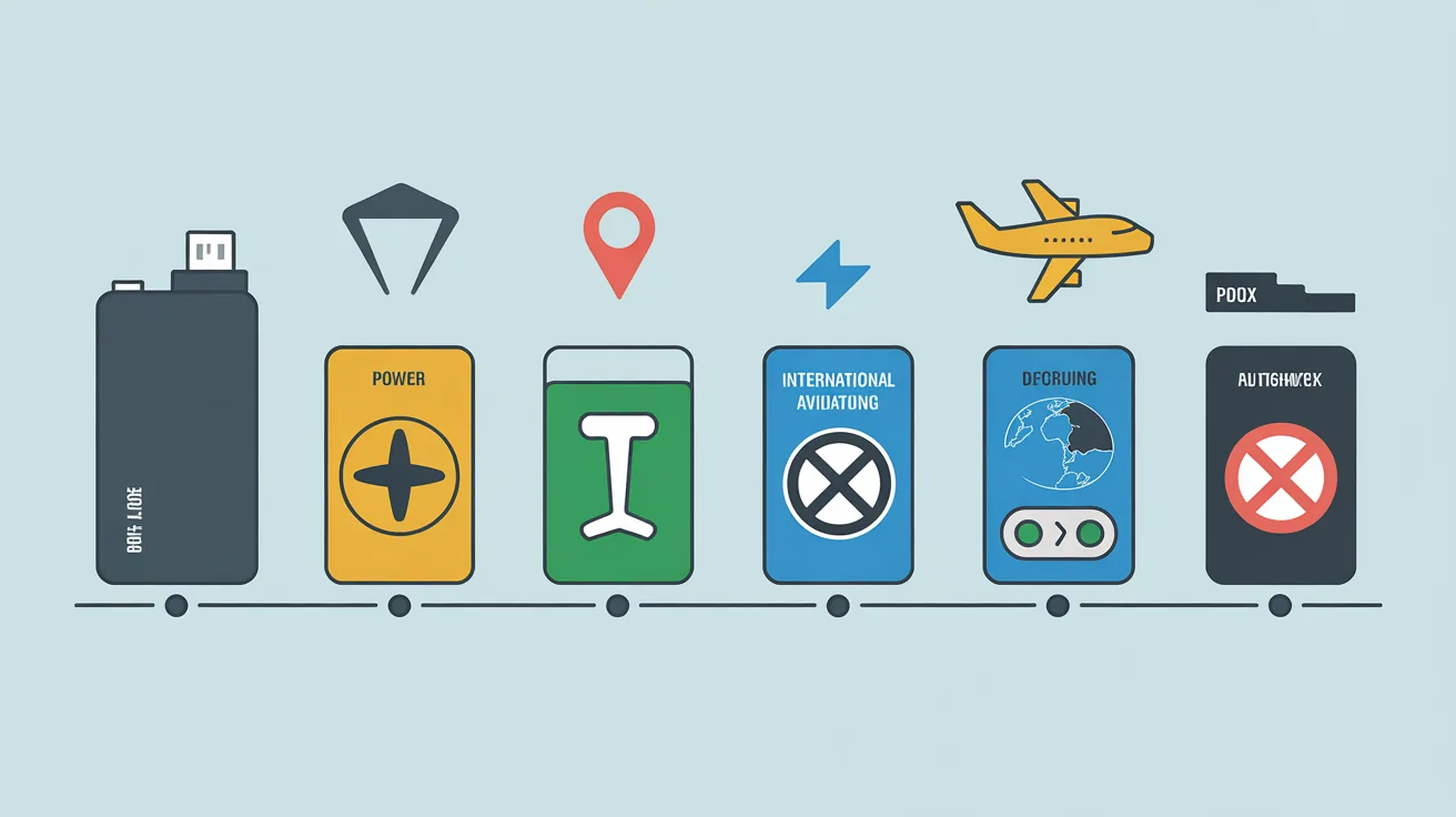 Illustration showing timeline of power bank regulation changes in aviation