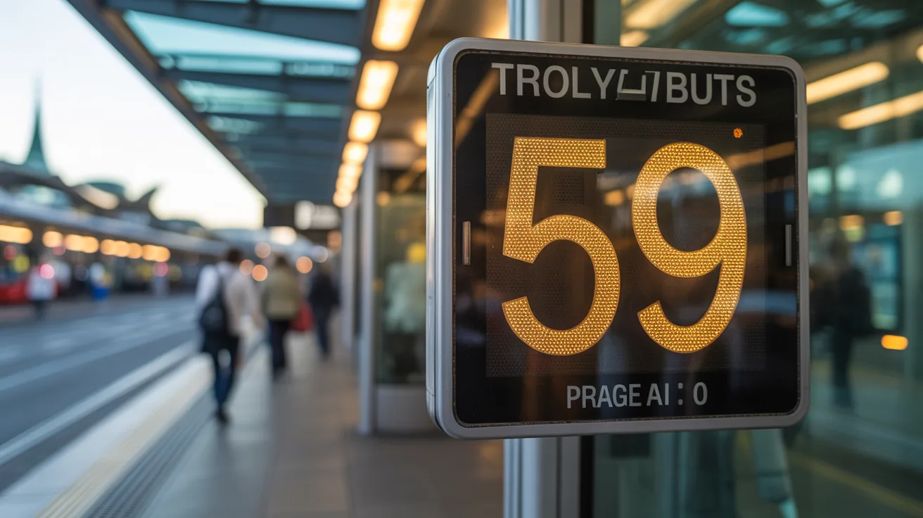 New trolleybus route 59 sign at Prague Airport