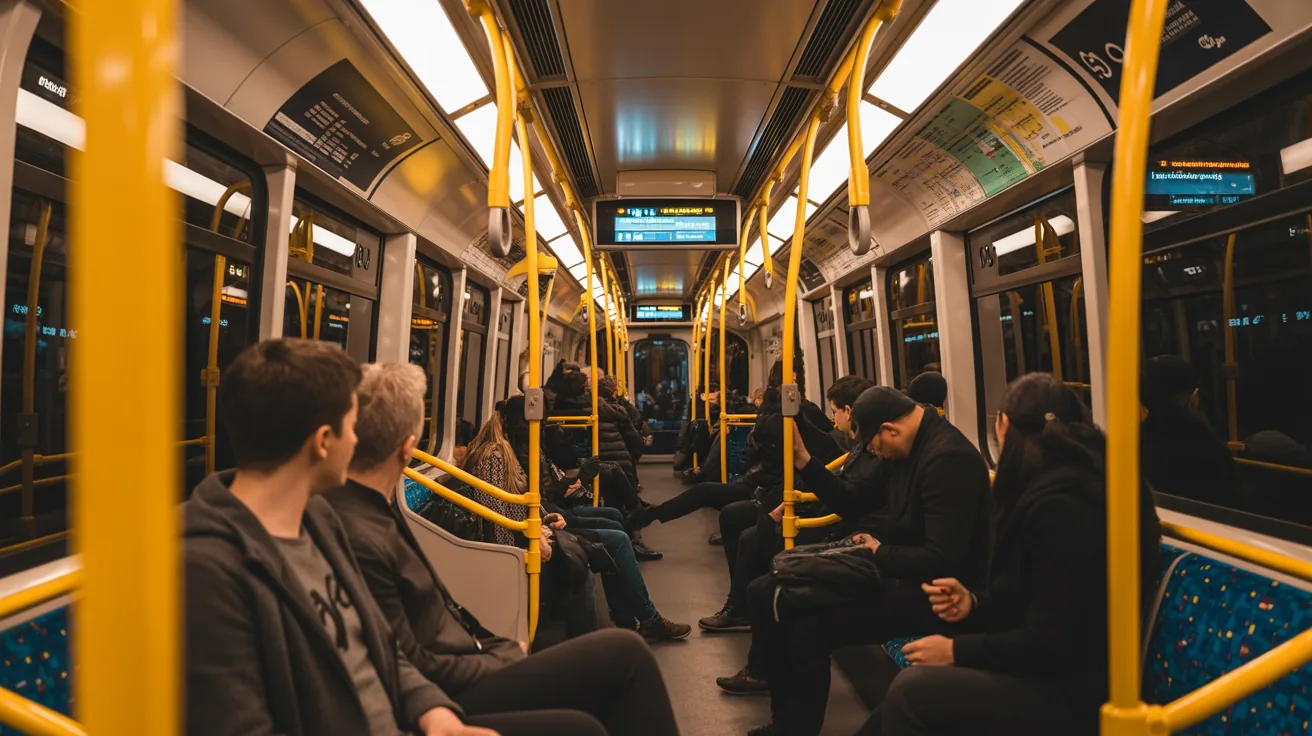 Interior view of trolleybus 59 en route to the city center