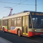 Trolleybus route 59 at Prague Airport heading to the city center