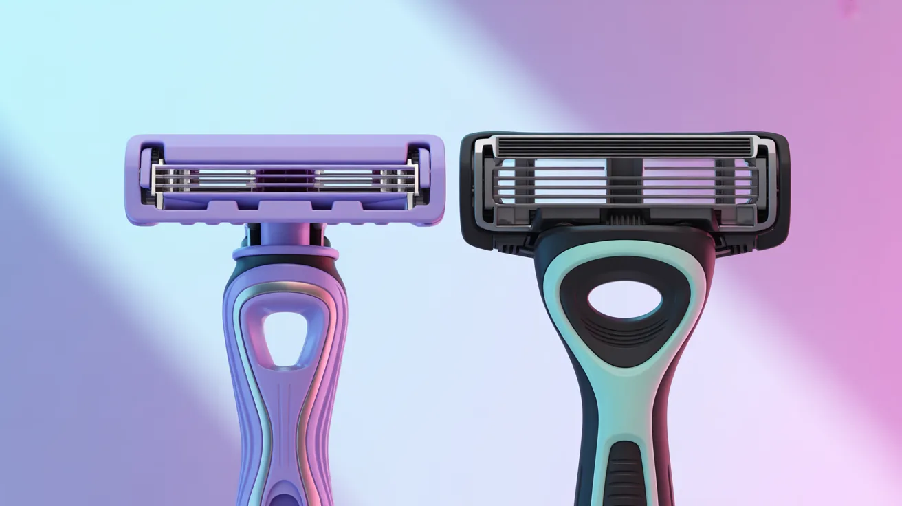 Close-up of a disposable and cartridge razor showing enclosed blades