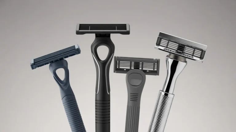 Different types of razors including disposable and cartridge for carry on travel