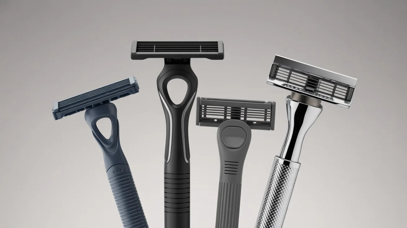 Different types of razors including disposable and cartridge for carry on travel