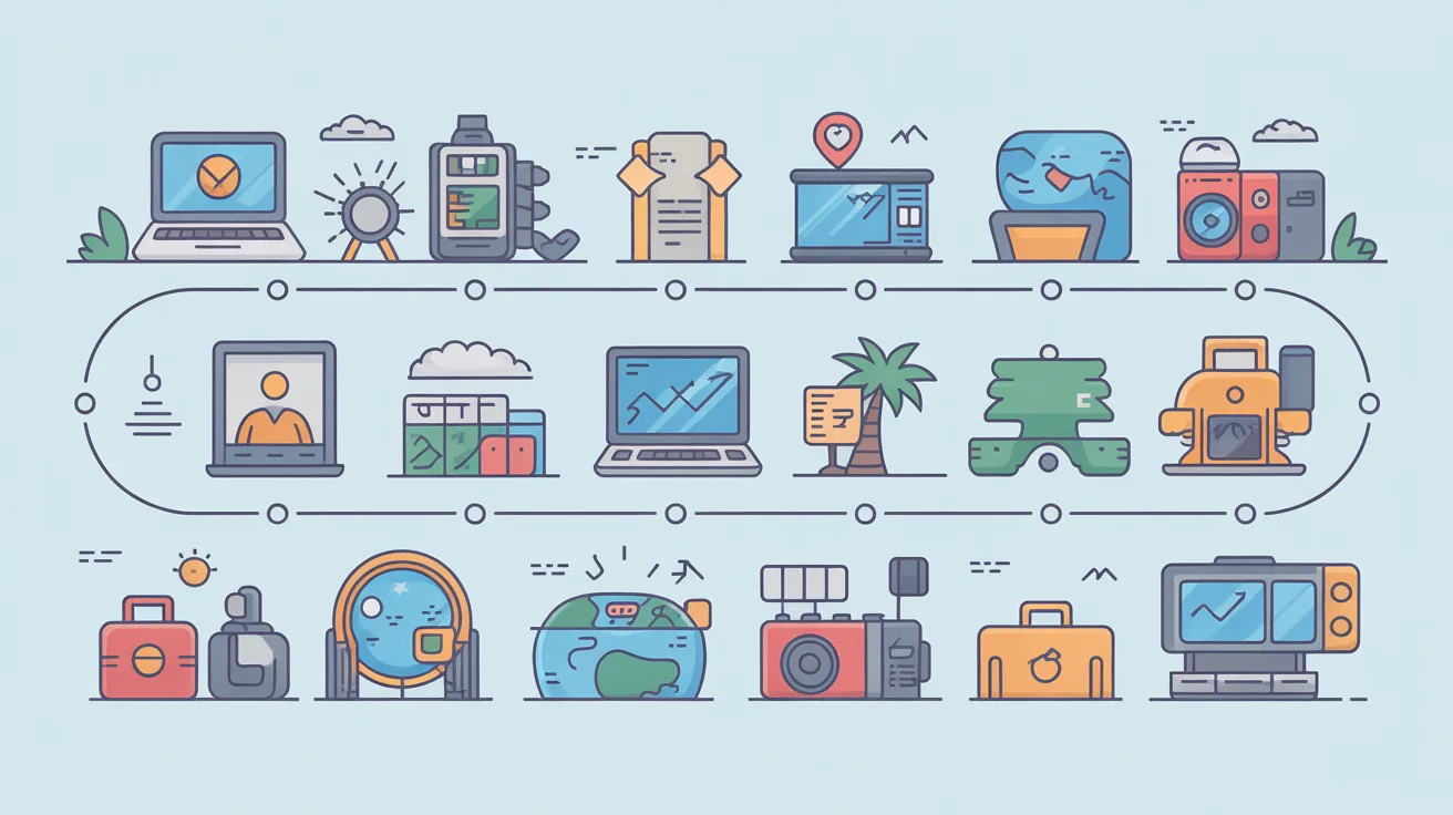 A timeline illustrating the evolution of remote work and travel