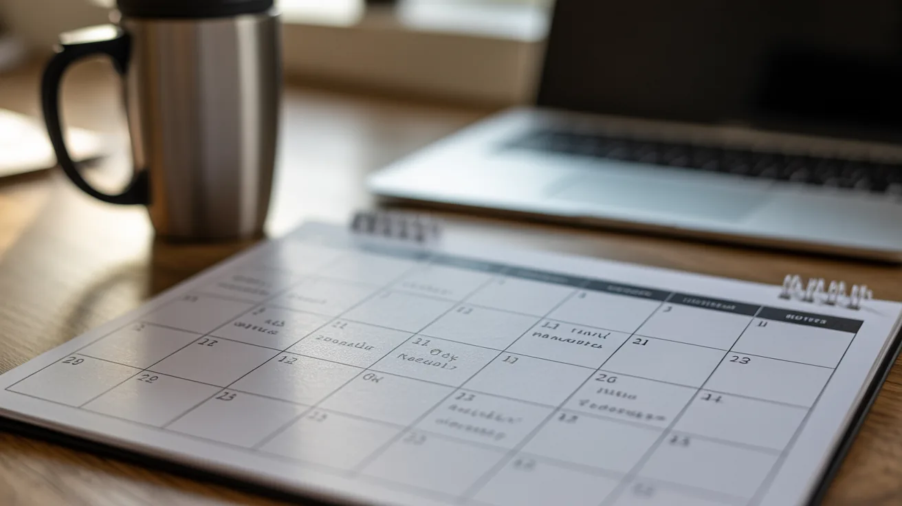 A calendar showing changes in travel days for remote workers