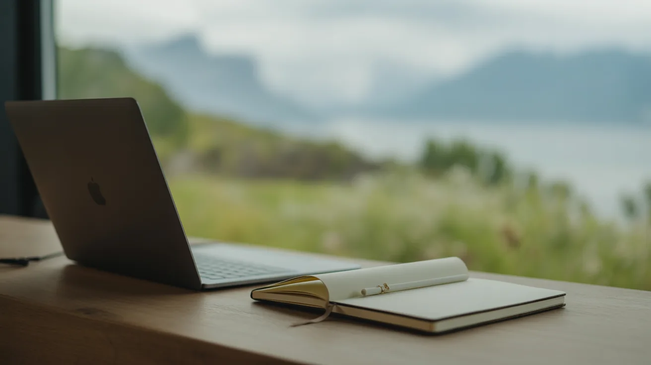 A picturesque workspace setup for remote work trips
