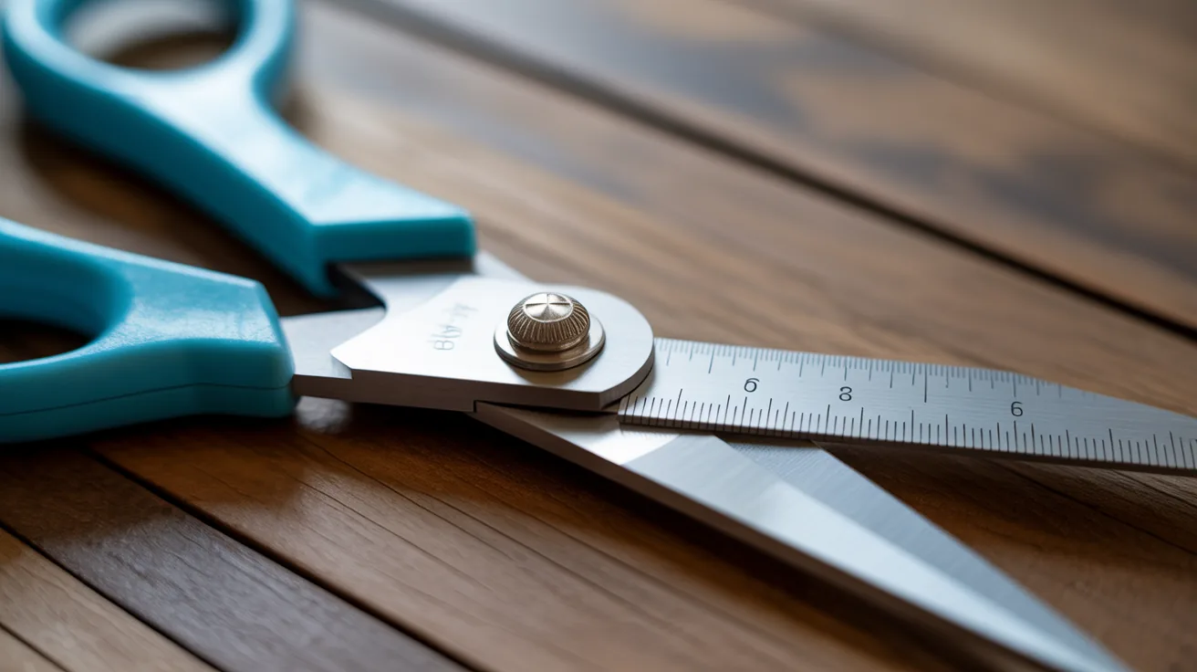 Measuring the blade length of scissors from the pivot to the tip