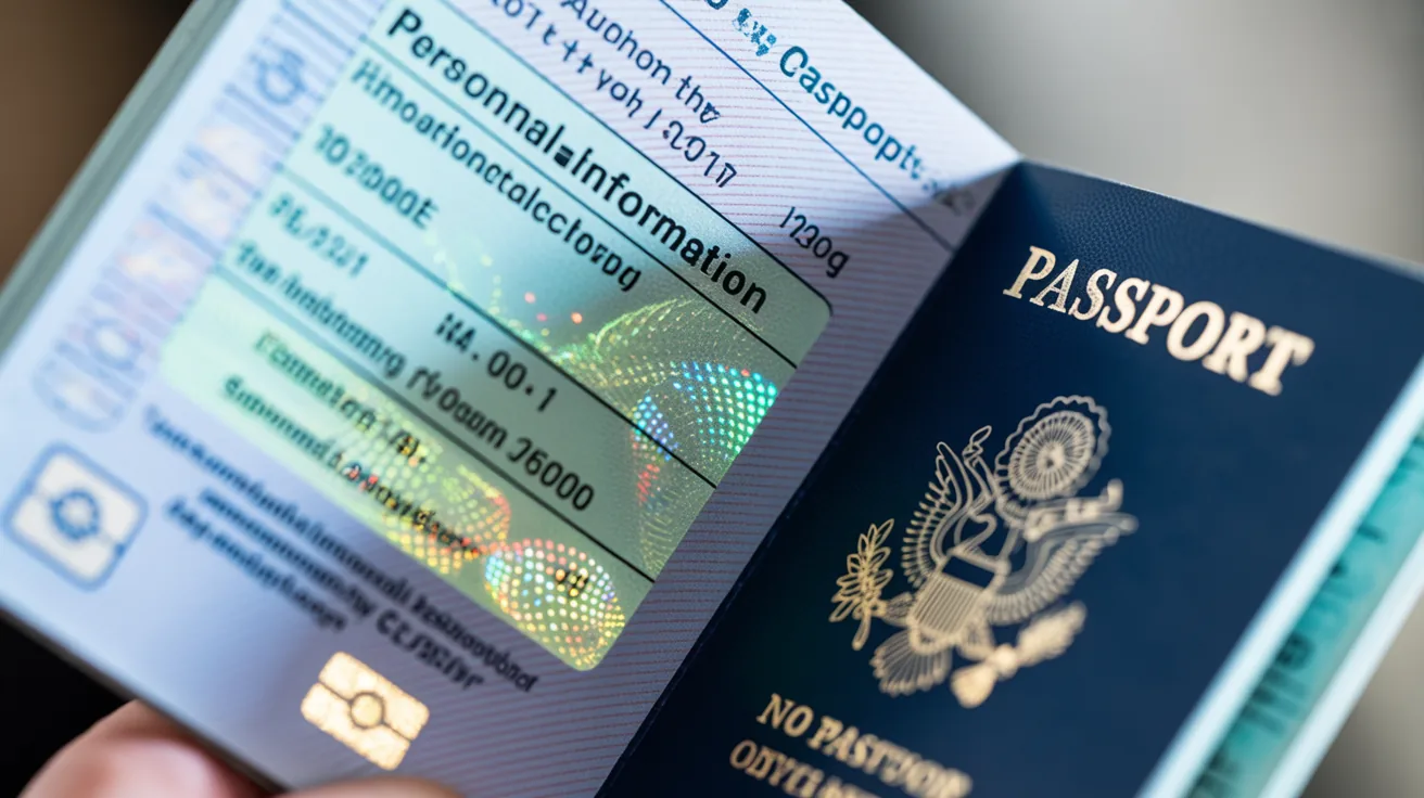 Macro image of a US passport showing the personal information page