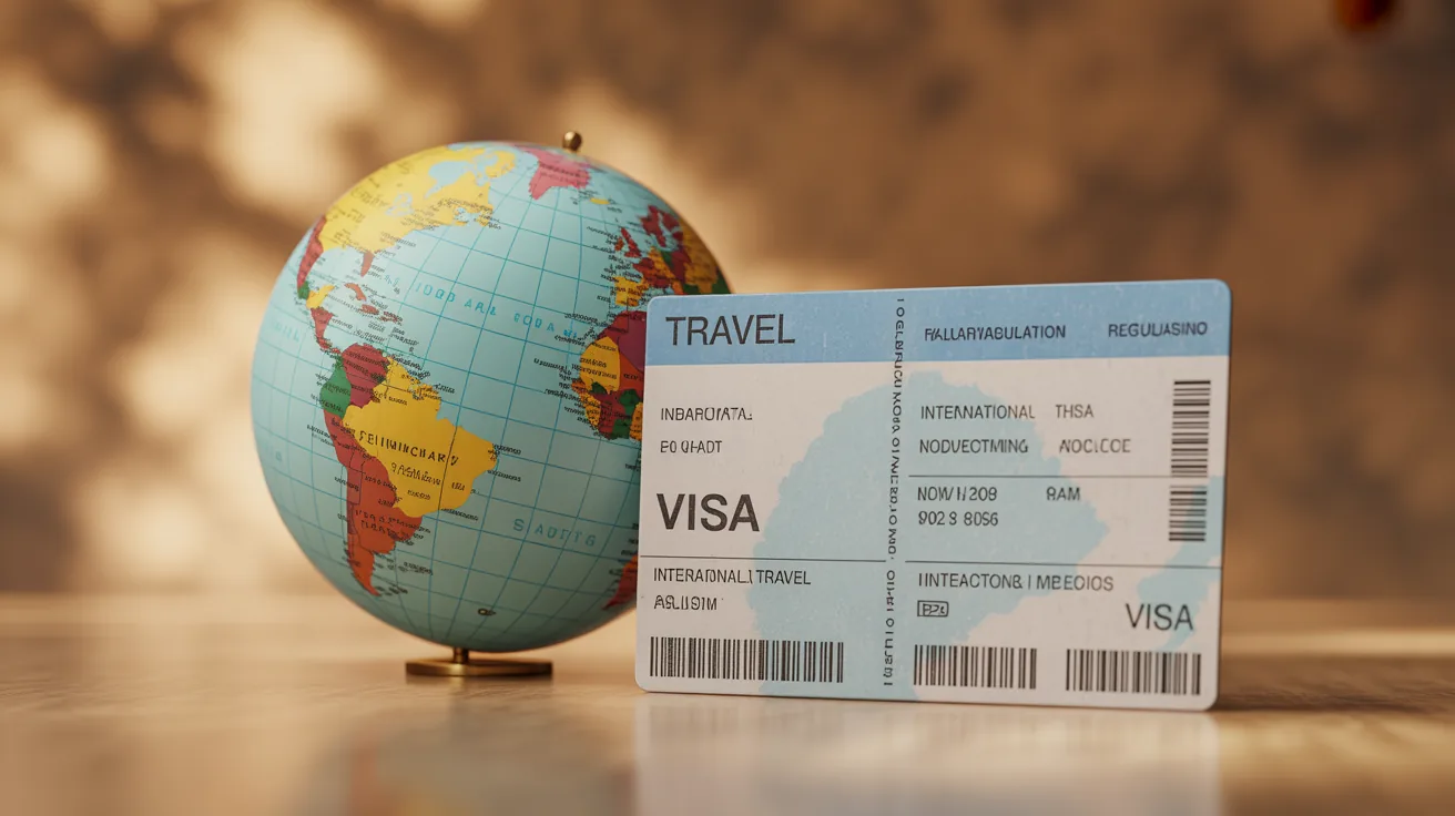 Travel visa placed next to a globe representing international travel