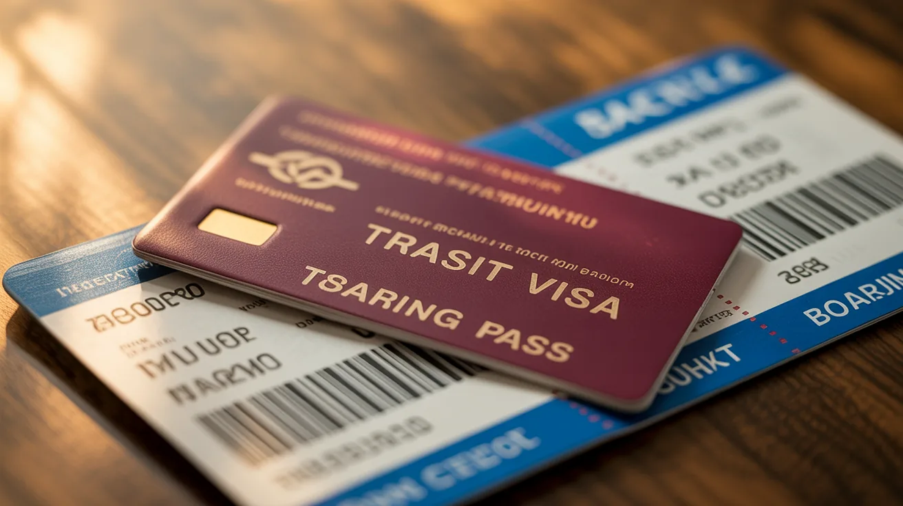Transit visa displayed with a boarding pass to highlight travel documentation