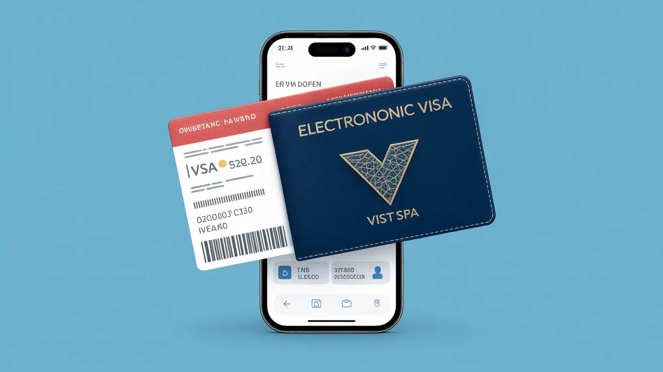 Electronic visa displayed on a smartphone screen representing modern travel