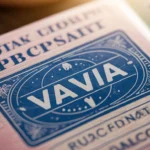 Detailed travel visa stamp on a passport page, showcasing the importance of travel visas
