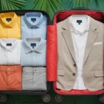 Lightweight clothing items packed for travel to Thailand